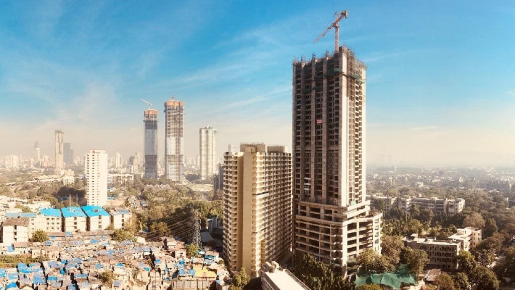 Informal settlement renewal solutions. Urban renewal of commercial buildings within the informal settlement in India image.