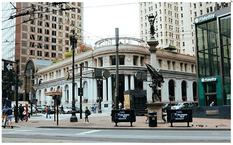 paradigm shift in business: illustration of how open space design in San Francisco urban design plan affected public space and transport stations.