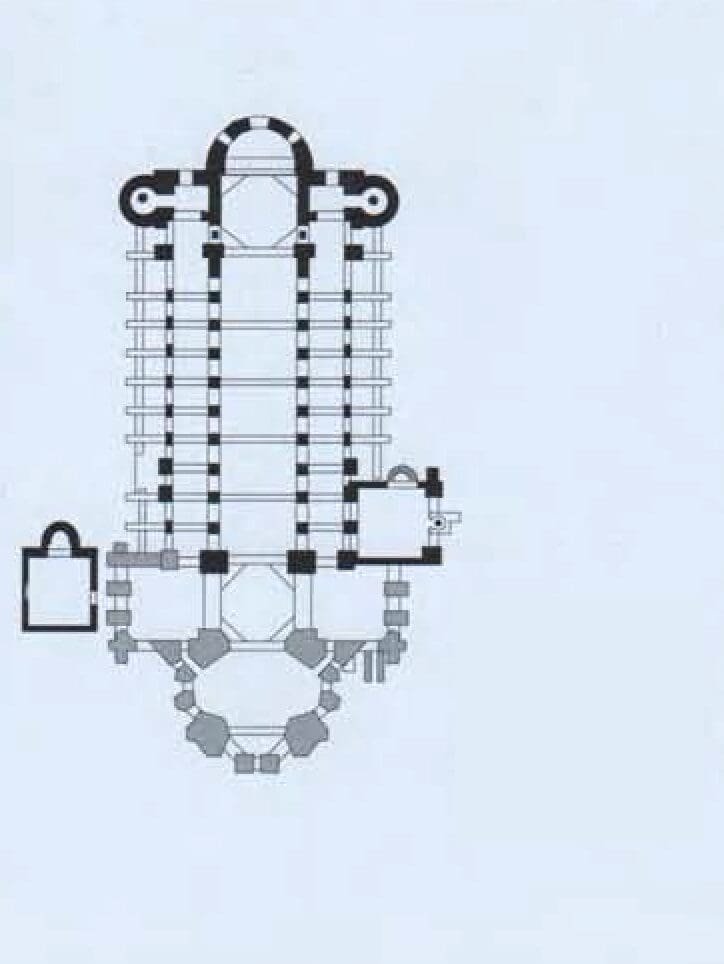 Paradigm shift in architecture: Byzantine, Romanesque, Gothic. Image shows the Mainz cathedral Plan of Romanesque architecture.