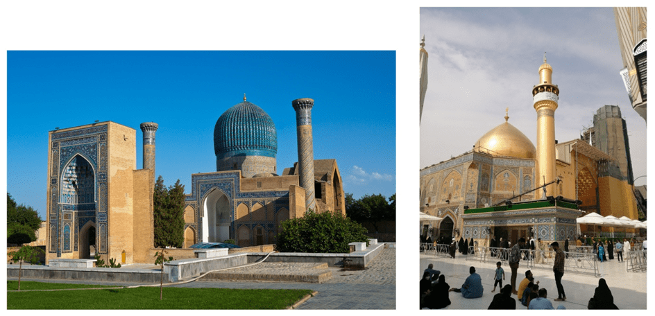 Paradigm shift in architecture: the Islamic world. Image shows the two types of shrines exterior architecture elements.