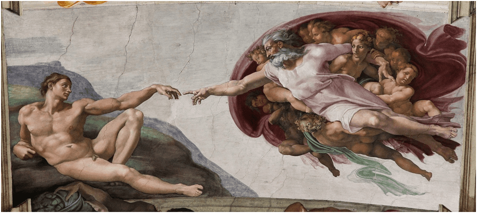 Paradigm shift in architecture: Renaissance, Baroque, Rococo. the birth od renaissance in art in Italy . painting by Michelangelo