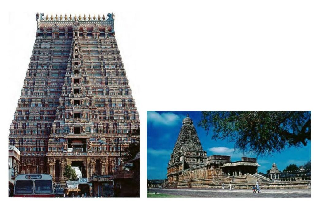 Paradigm shift in architecture: Indian-Chinese-Japanese. Image illustrates the two Indian temple architecture styles.