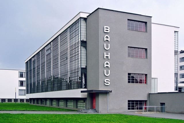 Paradigm shift in architecture: Art Deco, Bauhaus, De Stijl. Image shows Bauhaus architecture in Germany
