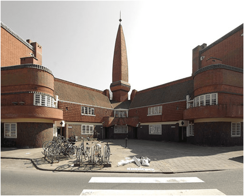 Paradigm shift in architecture: Modern Architecture styles-1 . image represent expressionist style architecture , Spaarndammerplatzen, Amsterdam, Netherlands
