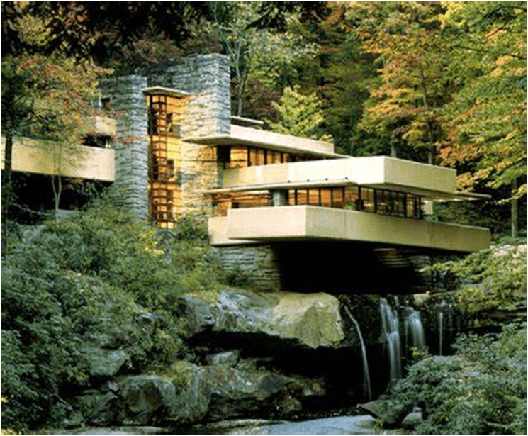 Paradigm shift in architecture: Modern Architecture. Image shows organic architecture in USA.
