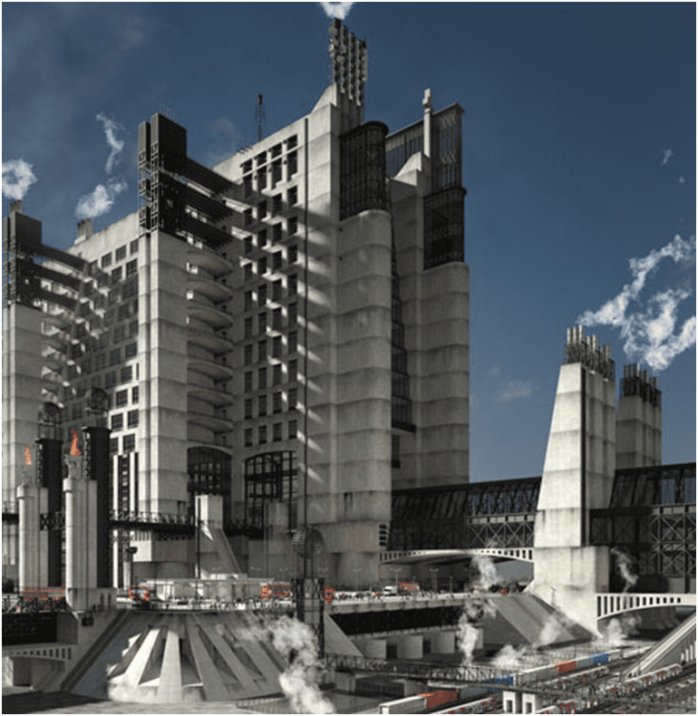 Paradigm shift in architecture: Modern Architecture style-3 . image shows  futurist style in architecture  one of the first designs the La Citta Nuova.