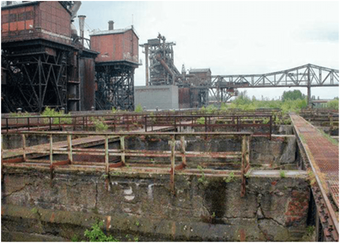 Urbanism: Urban Change and Landscape Architecture Transformation. image shows industrial areas derelict part of landscape urbanism work.