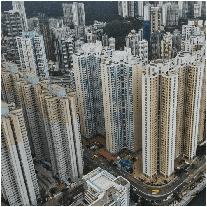 forces shaping urban density and compactness. image shows high density development in Hong Kong China