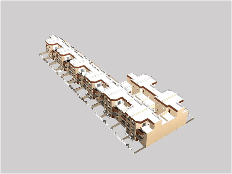 What is a Townhouse? Architecture, Features, and Character. image shows the 3d sketch of the townhouse complex.