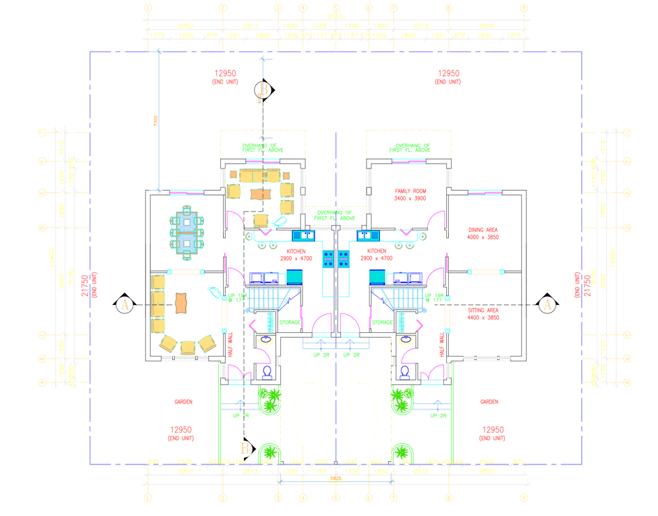 Urban design of rediscovering cultural identity in Qatar. Image shows the ground floor plan of the 2 unit villa in the project.
