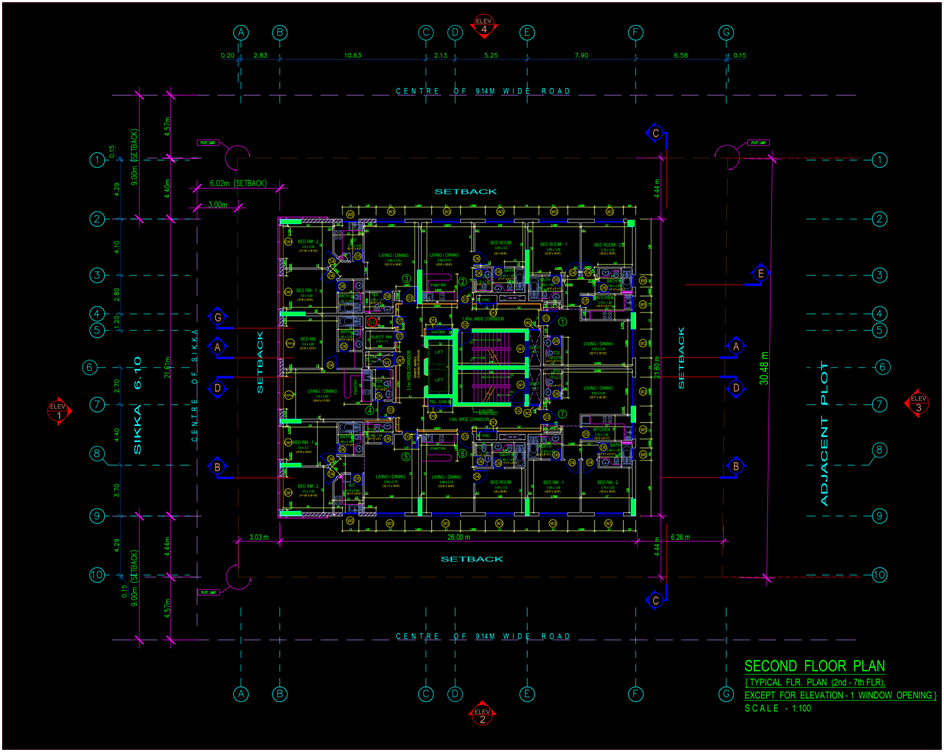 Neoclassicism to international architecture building design. Image shows typical floor plan of the building.