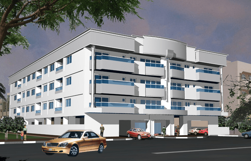 Architecture project from practice, fund role in realization. image shows the 3d sketch design of the building.