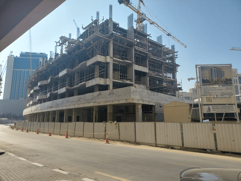 Jadaf Residential Building Project Delay in Construction. site photo showing construction progress.