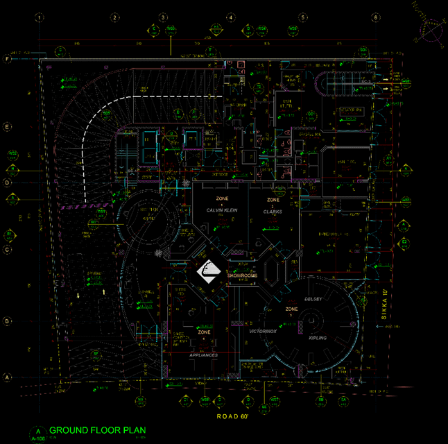 Jashinmal headquarters commercial and office building. image of the ground floor plan
