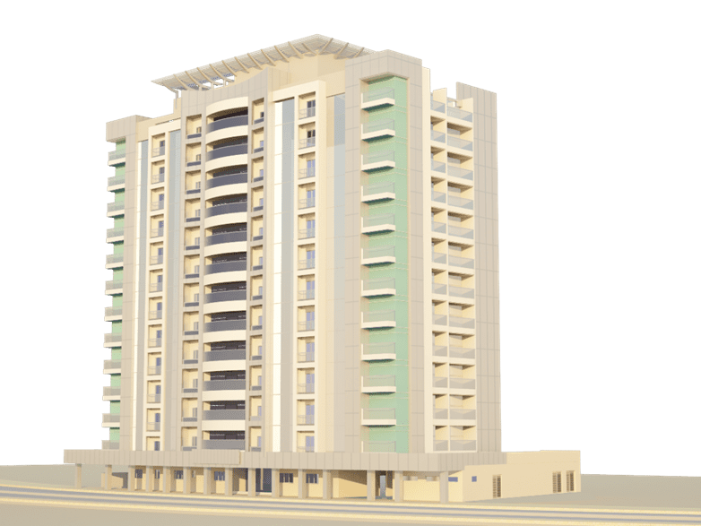 Jadaf Residential Building Project Delay in Construction. 3d sketch of the project.