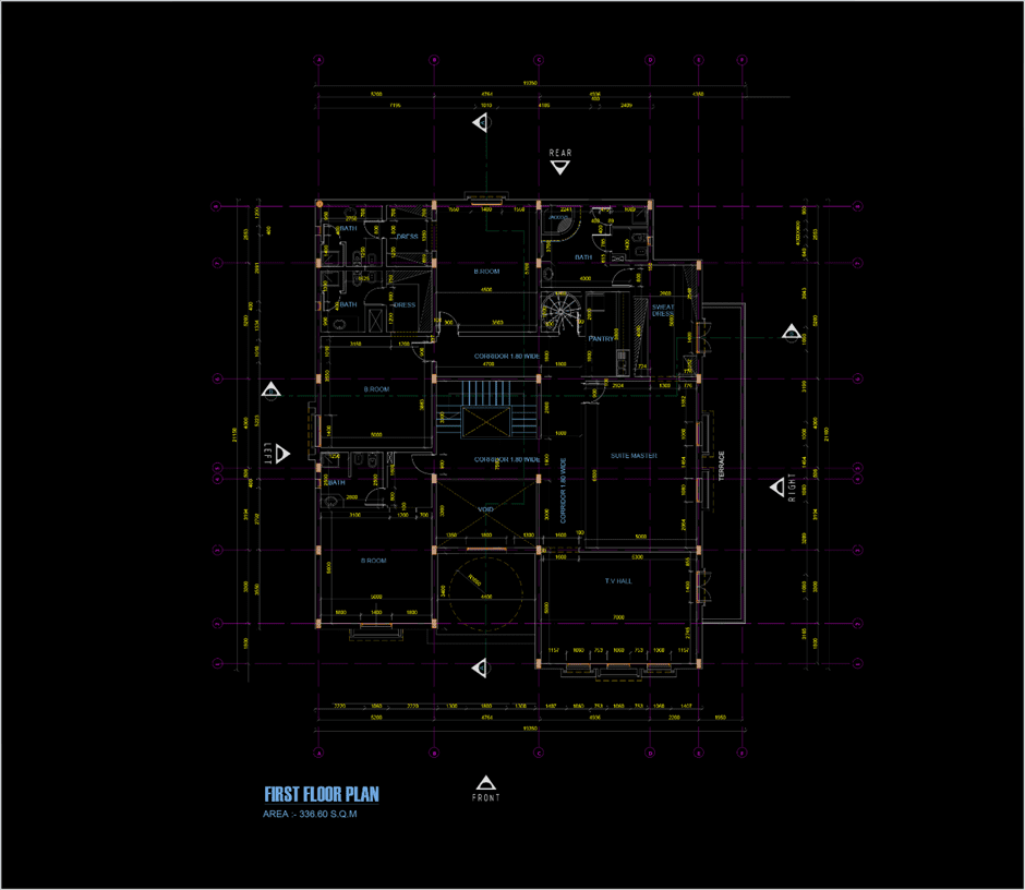 Neoclassical architecture villa design project. project first floor plan