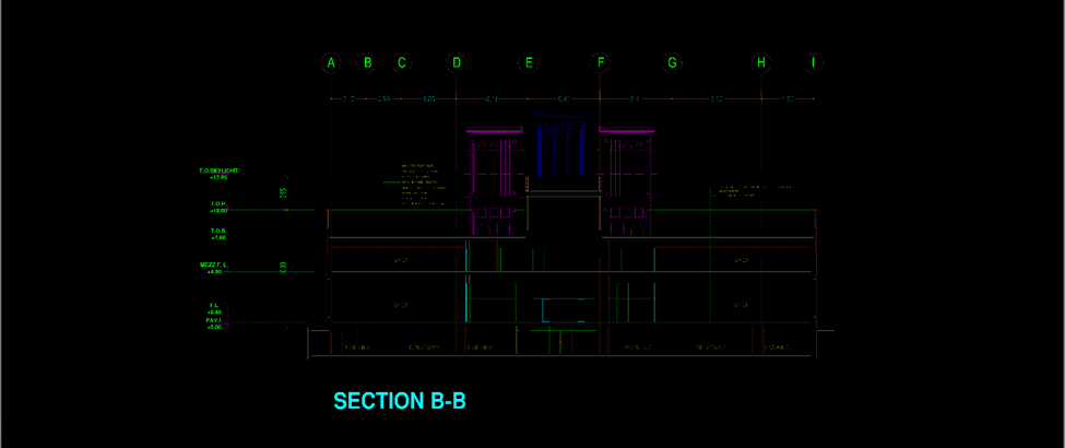 The traditional architecture of shopping center project. project section