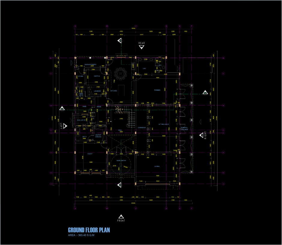 Neoclassical architecture villa design project. project ground floor plan.