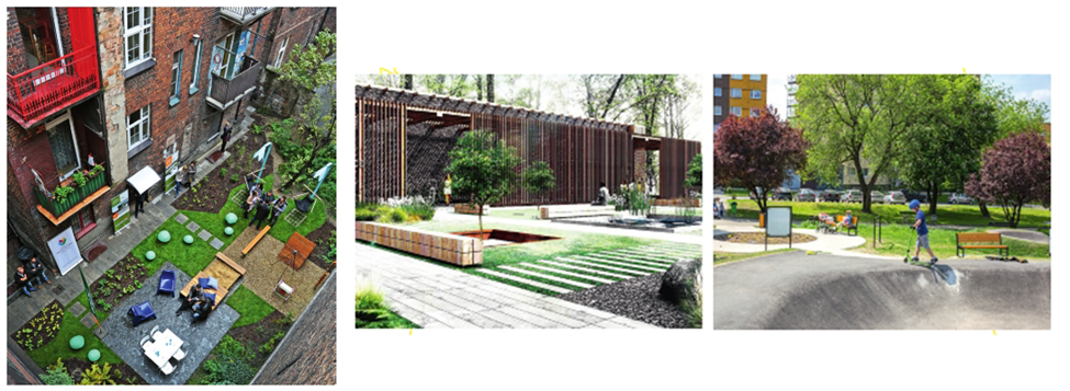 Katowice culture zone urban regeneration project Poland.  green space development in homes and urban space