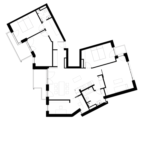 Helmerdingstraße 3 mixed-use building architecture project. the first-floor plan of the building