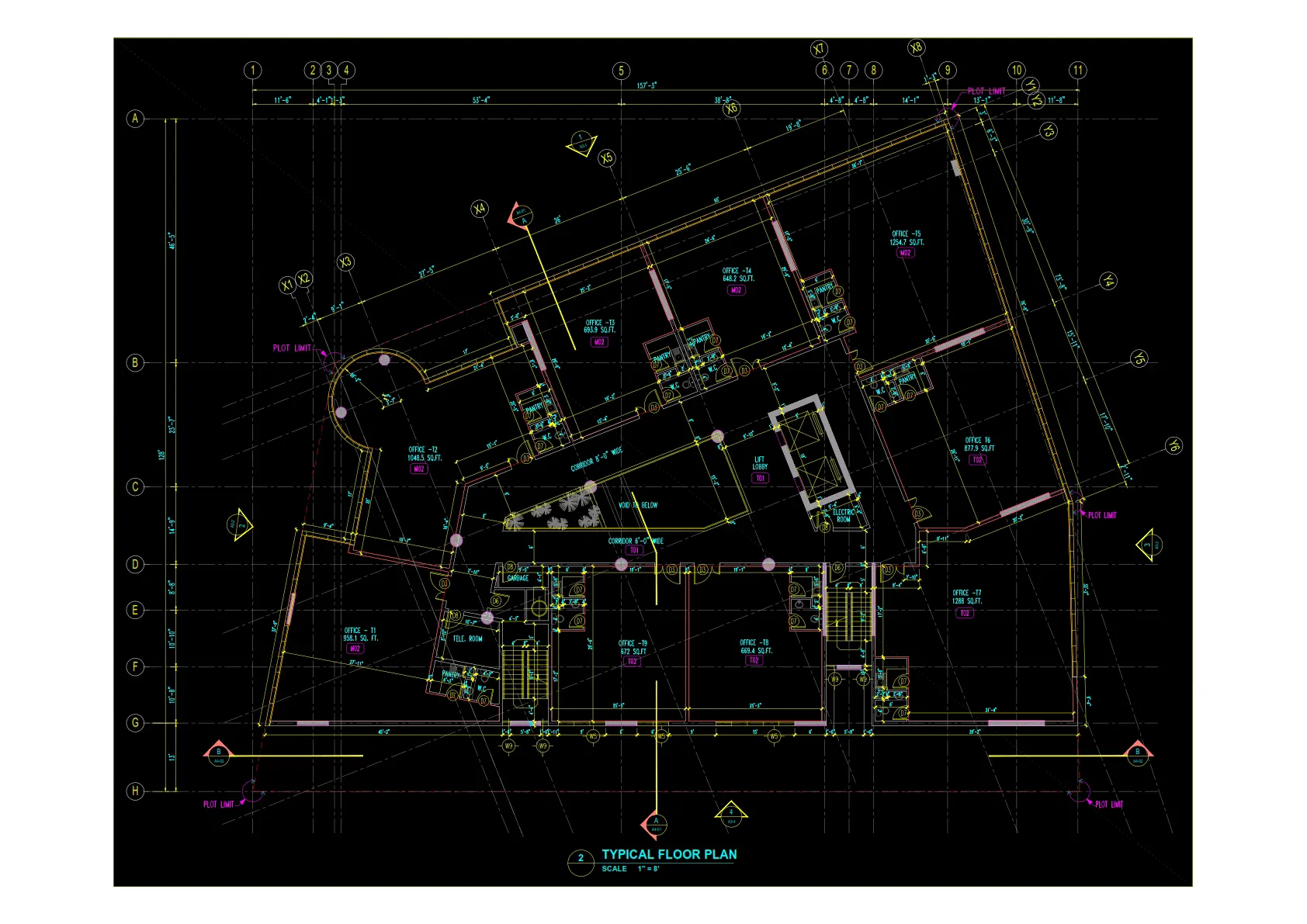 Al Khabeesi headquarters commercial and office building. the typical floor plan showing office layouts.