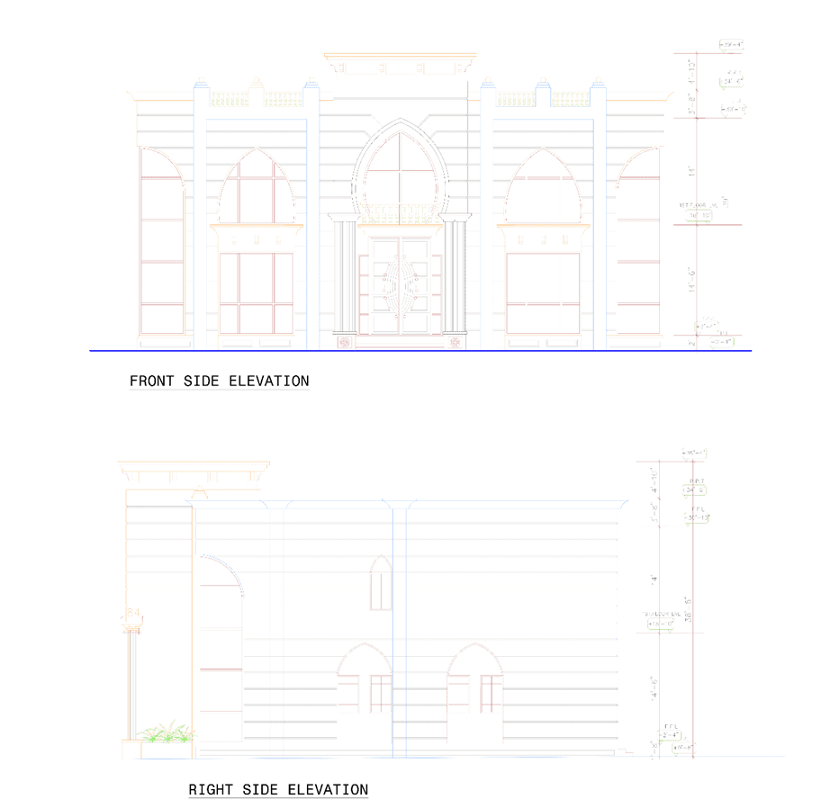 Classical Villa Architectural Design Project-2. the elevations of the villa.