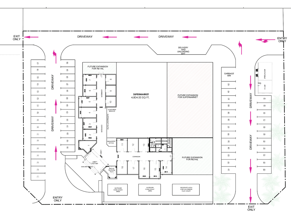 Aswaaq Traditional Shopping Centers Architecture Projects.  the ground floor plan of the building.