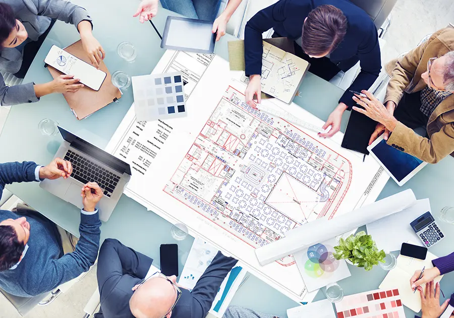 What is effective meeting management in architecture firm? shows the internal meeting environment and gathering.