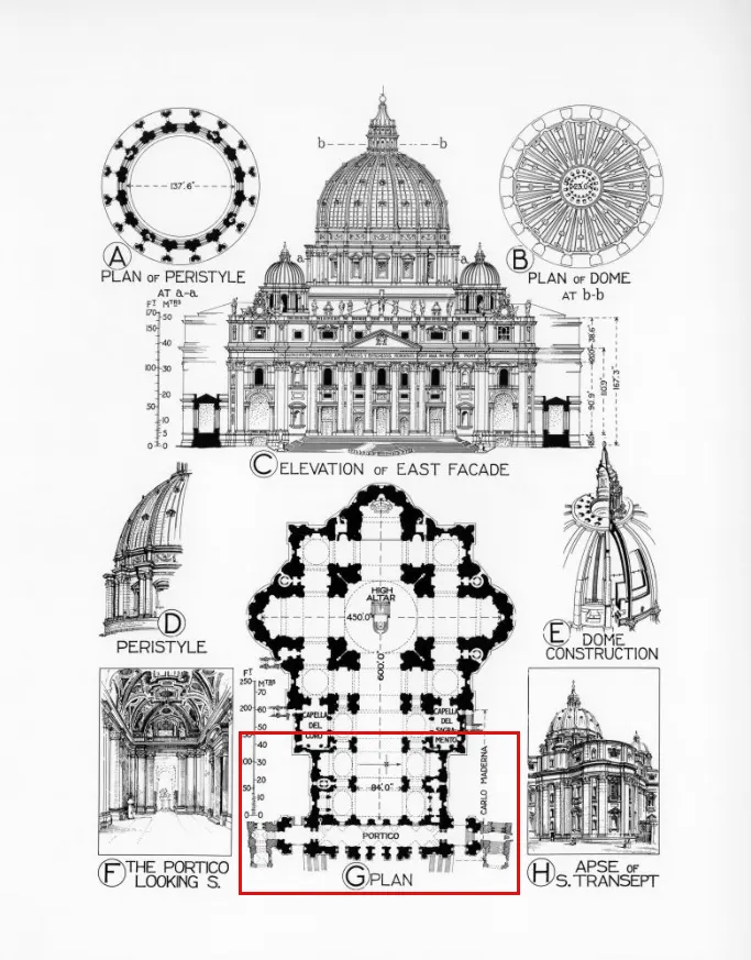 Architecture and Art: Elements of Design-1. The plans of Saint Peter's Basilica, Rome