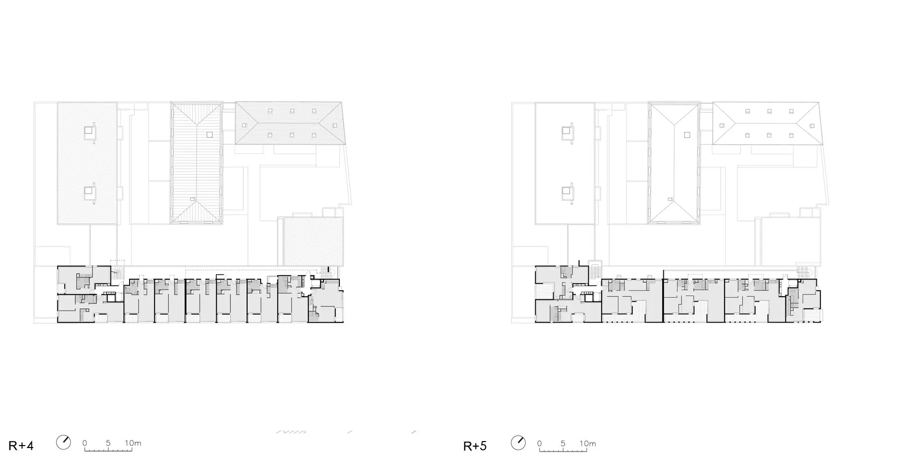 Clause Bois Badeau Urban Regeneration & Design project Brétigny. the roof floor plan 4 and 5