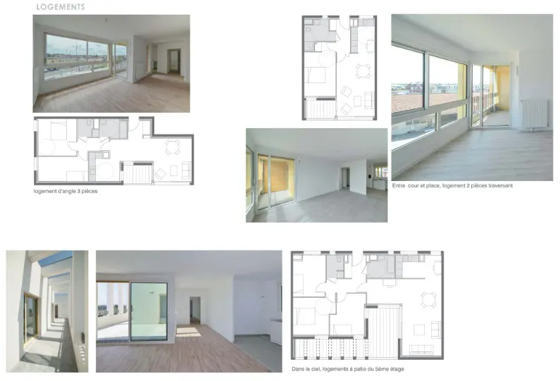 Clause Bois Badeau Urban Regeneration & Design project Brétigny. the detailed plans of the flats of 1,2,3-bedroom flats