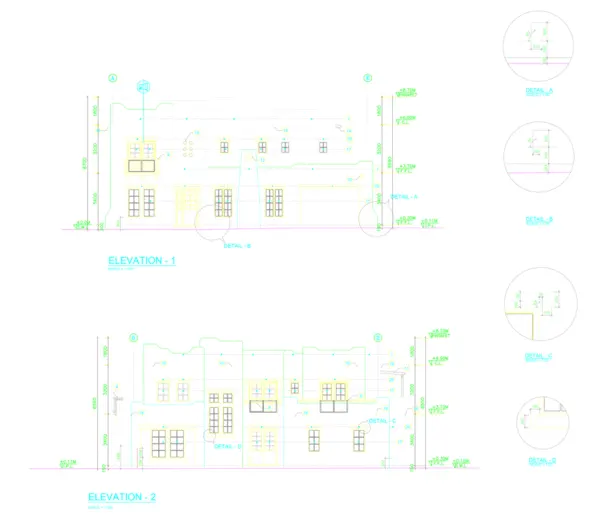 Classical Villa Architectural Design Project. elevation drawings
