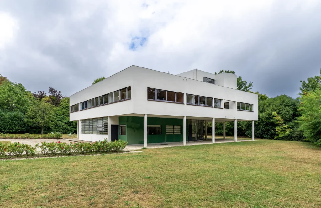 Le Corbusier (Charles-Édouard Jeanneret) with Pierre Jeanneret, Villa Savoye. the inventor of architecture modern movement 